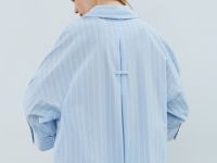 Рубашка в полоску с рукавом 3/4, Голубой