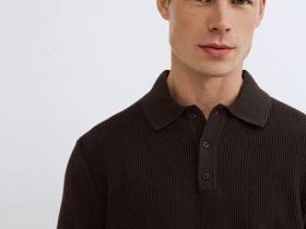 Текстурное вязаное поло, Коричневый