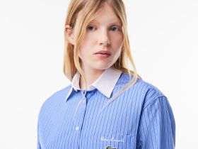 Платье - поло Lacoste в полоску с длинным рукавом и поясом