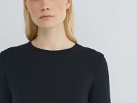 Лонгслив с содержанием модала и шёлка, Черный