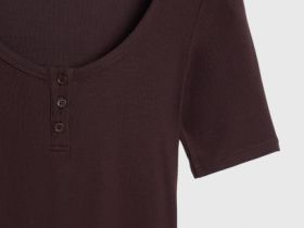 Футболка с вырезом "хенли", Коричневый