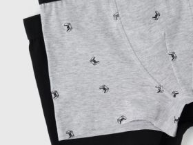 Трусы-боксеры с принтом для мальчиков, 2 шт., Серый