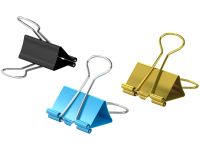 Зажимы для бумаг Berlingo 19 мм, 10 шт, цветные, ПВХ упак., европодвес, голубой+золотой