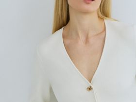 Кардиган на пуговицах с V-вырезом, Белый