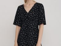 Мини-платье с принтом и рюшами, Черный