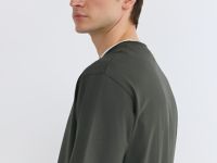 Футболка из плотного хлопка с контрастными деталями, Зеленый