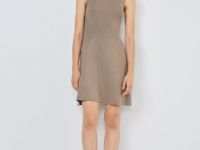 Вязаное платье с воротником-стойкой, Коричневый