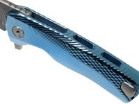 Нож складной LionSteel ROK DD BL, дамасская сталь, рукоять титан, синий