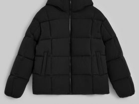 Пуховик с воротником-стойкой и съемным капюшоном