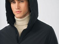 Утеплённая длинная куртка с капюшоном, Синий