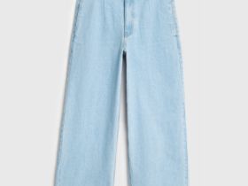Широкие джинсы из плотного денима с ремнём, Голубой