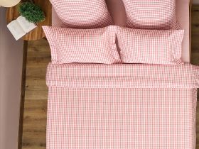 Постельное белье полукомплект Vichy, кораллово-розовое