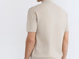 Поло из текстурной ткани, Бежевый