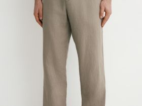 Брюки изо льна, Бежевый