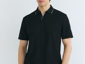 Поло из шелковистого пике, Черный