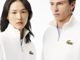 Толстовка Lacoste унисекс с молнией и высоким воротом