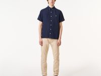 Мужская льняная рубашка Lacoste с коротким рукавом