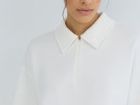 Поло с воротником на молнии, Бежевый