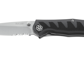 Полуавтоматический складной нож Ruger® Knives Crack-Shot™ Compact, сталь 8Cr13MOV Stonewashed Combo, рукоять термопластик GRN