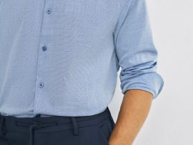 Рубашка из структурной ткани, Синий