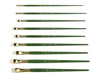 Кисть щетина №1 плоская, укороченный ворс Гамма "Пейзаж" длинная ручка