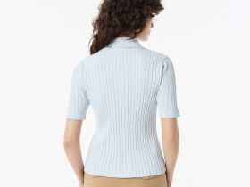 Женский лёгкий свитер Lacoste с коротким рукавом и воротником-поло