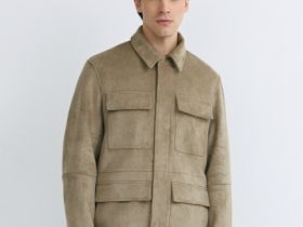 Куртка из искусственной замши с карманами, Бежевый