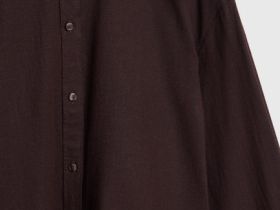 Рубашка с длинным рукавом из смесового льна, Коричневый