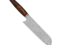 Поварской кухонный нож Сантоку QSP Mulan Series, сталь дамаск, рукоять дерево айронвуд