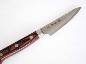 Нож для чистки овощей и фруктов 80 мм, Sakai Takayuki, сталь VG-10 Damascus 17 слоев, рукоять pakka wood