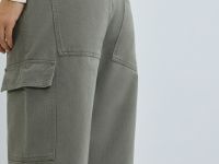 Хлопковые брюки карго с накладными карманами, Зеленый