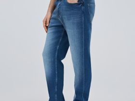 Зауженные джинсы из эластичной ткани, Синий