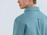 Рубашка изо льна и хлопка с карманом, Зеленый