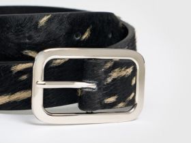 Ремень из натуральной кожи с ворсом, Черный