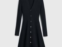 Вязаное платье мини, Черный