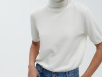 Джемпер с коротким рукавом и воротником-стойкой