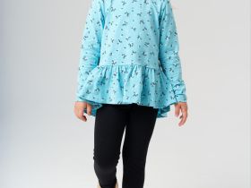 Комплект трикотажный для девочек: фуфайка (футболка с длинными рукавами), брюки (легинсы)