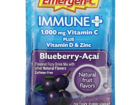 Emergen-C, Immune +, витамин C, витамин D и цинк, голубика и асаи, 1000 мг, 30 пакетиков по 9,0 г (0,32 унции)