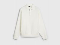 Джемпер с воротником поло на молнии, Бежевый