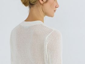 Ажурный джемпер с коротким рукавом, Бежевый