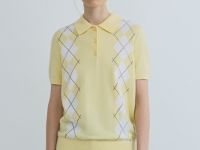 Джемпер поло с ромбами, Желтый