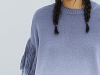 Джемпер с эффектом деграде и бахромой, Синий