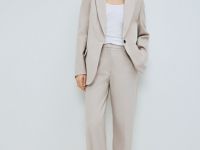 Широкие брюки из поливискозы, Бежевый