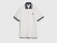 Поло из хлопка с принтом, Белый