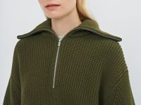 Джемпер с воротником-стойкой на молнии, Зеленый
