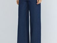 Широкие джинсы из плотного денима, Синий