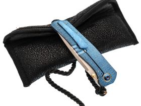 Складной нож Assassin knives Argo 2.0, сталь M398, рукоять титан, синий