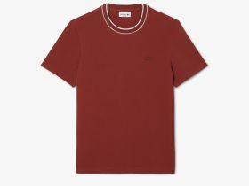 Мужская футболка Lacoste с воротником в полоску из эластичного хлопка