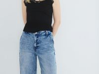 Широкие джинсы с высокой посадкой из лиоцелла, Голубой