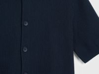 Кардиган из текстурной ткани с коротким рукавом, Синий